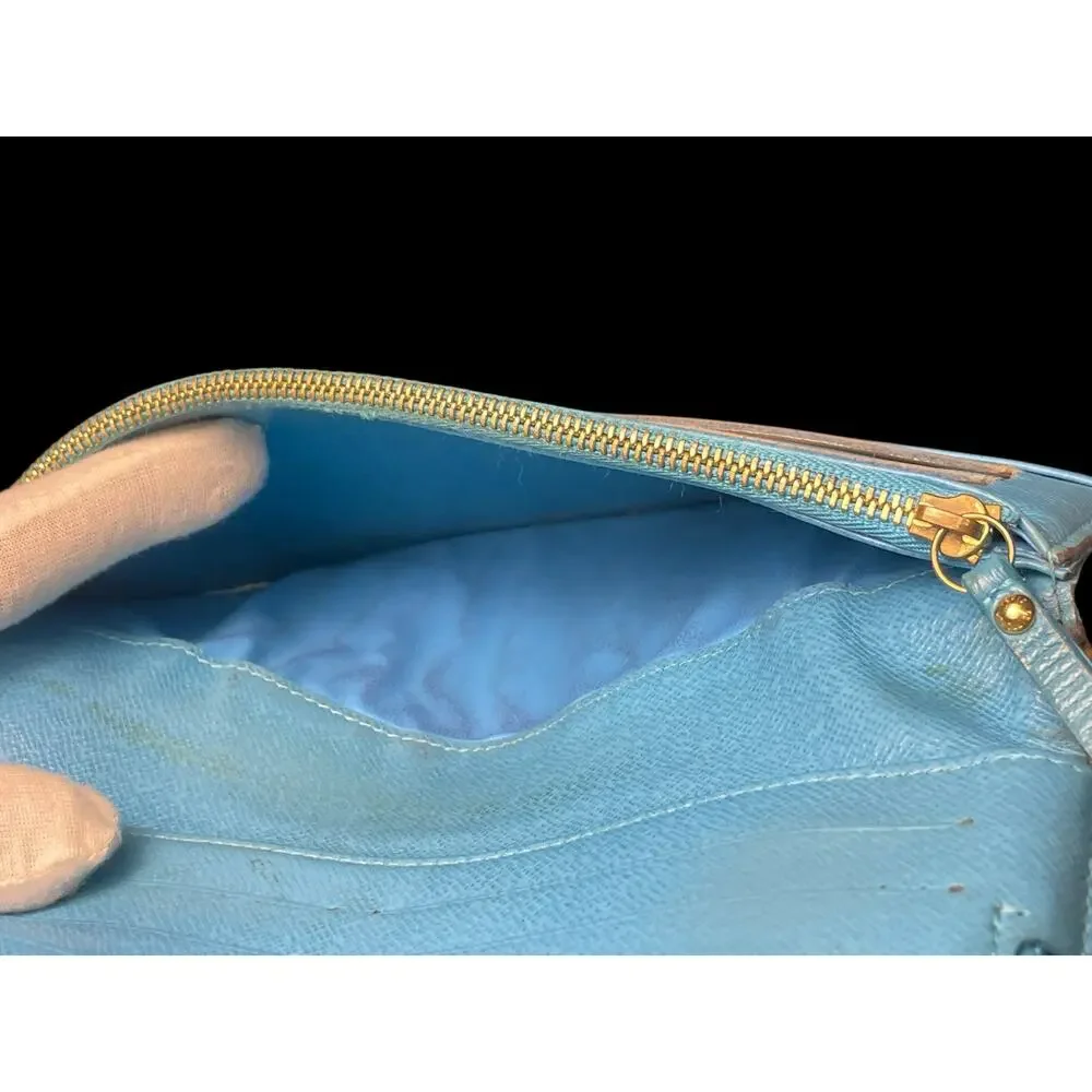 Rare Authentic Louis Vuitton Sky Blue Brown Monogram Insolite Luxury Wallet COA